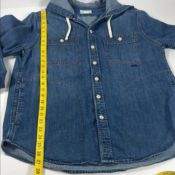 American Eagle Denim Hooded Button-Up Shacket. Unisex. Sz M - Picture 7 of 10